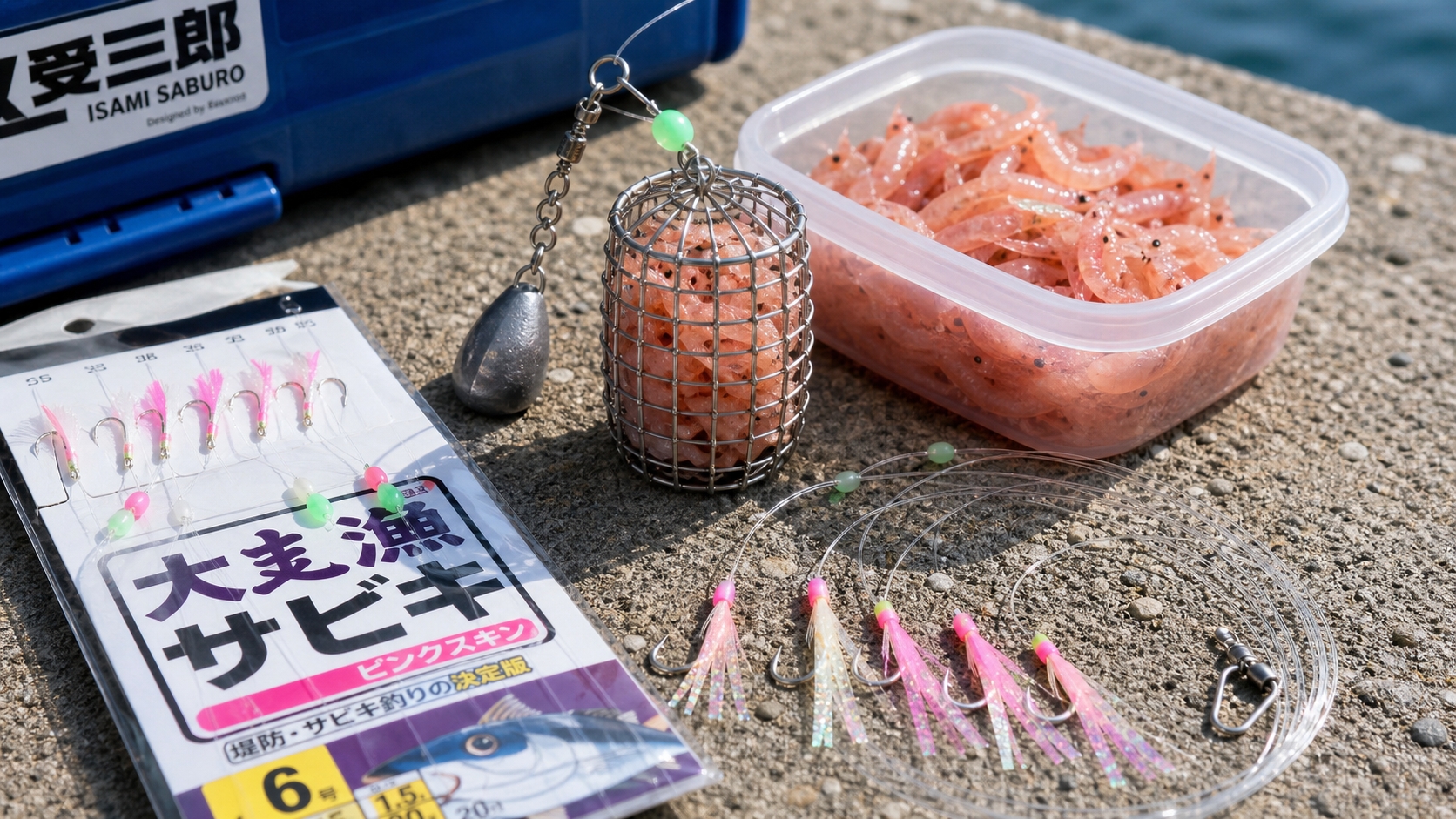 堤防釣り初心者向けのサビキ仕掛けとコマセカゴ